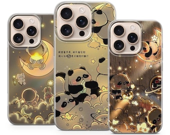 Panda-telefonskal med presentkonst för iPhone 17Pro, 16, 15, 14, 13, 12, Samsung S25, S24, S23, S22, A16, A26, A56, Pixel 10, 9