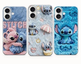 Stitch gel Phone Case, fluffy Background Soft TPU Protective Cover, Lover Gift