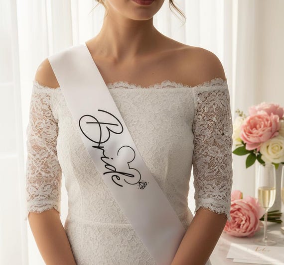 White Bride to Be Sash for Bridal Shower & Bachelorette  display picture 3