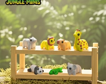 Juguete antiestrés de animales de la selva articulados impreso en 3D / Mini mascota de escritorio flexible / Juguete sensorial de bolsillo para aliviar el estrés / Regalo kawaii de 3-5 cm