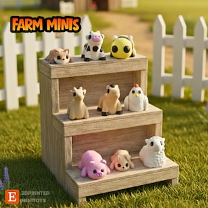 3D-utskriven artikulerande bondgårdsdjurs-fidgetleksak | Mini Flexi Desk Pet | Stressavlastande sensorisk fickleksak | 1,25-2 tum kawaii present