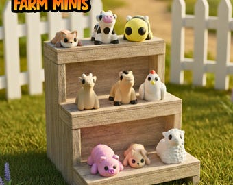 3D Gedrucktes Gelenk Bauernhof Tier Fidget Spielzeug | Mini Flexi Schreibtisch Haustier | Stress Relief Sensorisches Taschenspielzeug | 3-5cm Kawaii Geschenk