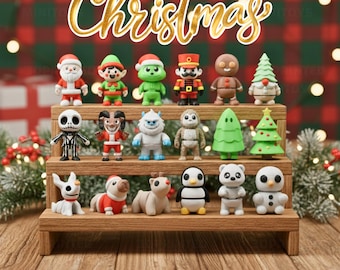 Juguetes para rellenar calcetines navideños / Juguetes antiestrés / Mini figuras articuladas de Papá Noel, el Grinch, pan de jengibre y decoración de escritorio invernal / Mini figuras navideñas