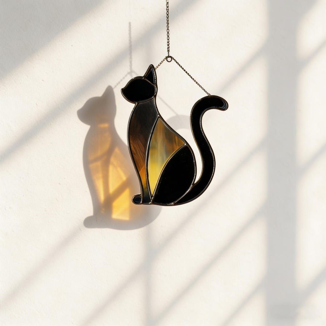 Black Cat Stained Glass Suncatcher｜cat Lovers Gift｜pet Memorial Gift ...