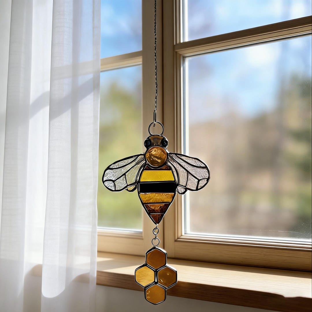 Stained Glass Bee Suncatcher｜modern Stained Glass Suncatcher｜mother's ...