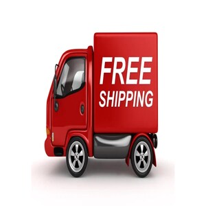 May include: A bright red delivery truck shown in profile, featuring a large box-style cargo area. The side of the cargo box displays the white text FREE SHIPPING in bold, capital letters. The vehicle has black wheels and a dark gray lower panel.