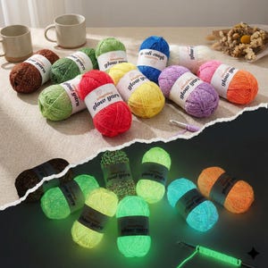 Glow in the Dark-garen, bolling lichtgevend acrylgaren, haken en breien