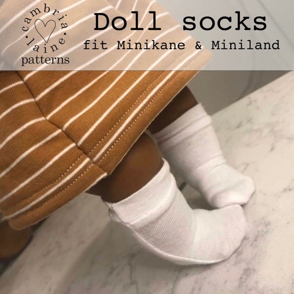 Doll SOCKS ~ fits 13” Minikane & 15” Miniland dolls ~ PDF digital Sewing pattern ~ Cambria Laine