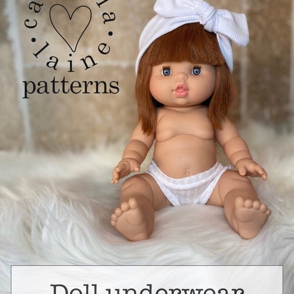 Doll UNDERWEAR ~ fits 12.63" Baby Miniland + 13” Minikane + 15” Miniland dolls ~ PDF digital Sewing pattern ~ Cambria Laine