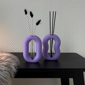 3D Gedrucktes Vasenset 2er Set mit Reagenzglas | Moderne Duftvase für Duftstäbchen | Minimalistische Blumenvase | Skandi Deko
