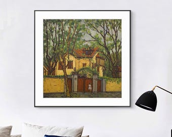 Alte Western-Stil Landschaft dekorative Malerei | Aluminiumlegierungsrahmenkartenpapiermikrospraypapier-hängende Malerei