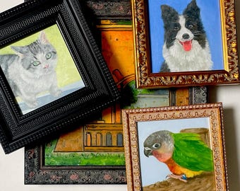 Customized pet oil painting, pet portrait wall art, personalized commemorative gifts