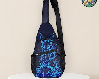 Lucario Crossbody Bag Geometric Neon Backpack, Modern Nylon
