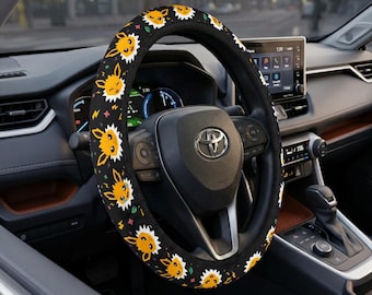 Protège-volant Jolteon - Décoration de voiture de type électrique Anime - Accessoire auto rétro des années 90 - Intérieur de voiture Kawaii mignon - Cadeau unique pour gamer