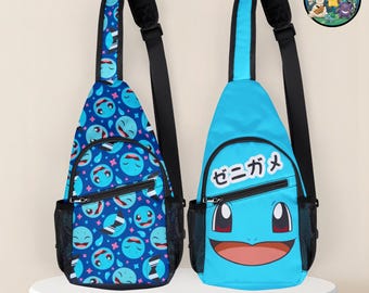 Squirtle Crossbody Bag, Cute Water Type Sling Chest Backpack, Kawaii Harajuku  Bag, Blue Aesthetic