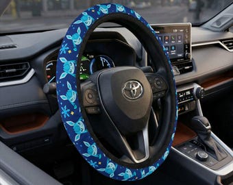 Glaceon Steering Wheel Cover, Ice Anime Car Accessory, Blue Snowflake Auto, Soft Neoprene Grip
