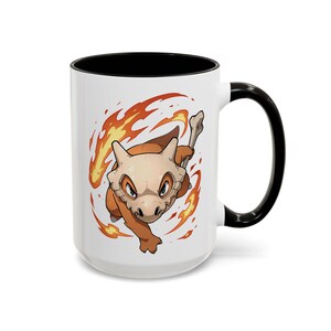 Cubone Marowak Mug Lonely Bone Warrior | Skull Helmet Creature Cup | Sad Baby Dino Coffee Black