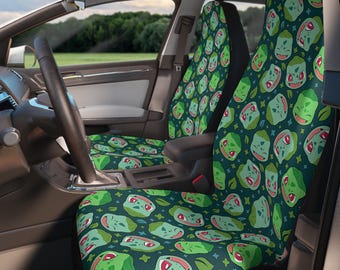 Fundas para asientos de coche Bulbasaur, decoración interior de coche con estampado de anime adorable, protector de asiento de Pokémon tipo planta, juego completo de accesorios para coche Kawaii Gamer