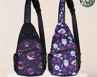 Purple Ghost Crossbody Bag, Anime Shadow Ghost Type Sling Bag