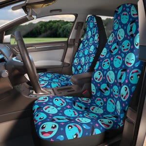 Coprisedili per auto Squirtle, decorazioni per auto anime Squad, protezione per sedili Pokémon di tipo Acqua, set completo di accessori per auto con motivo blu Kawaii