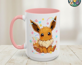 Evoli Becher, süße Keramik Kaffeetasse, Kawaii Anime Geschenk
