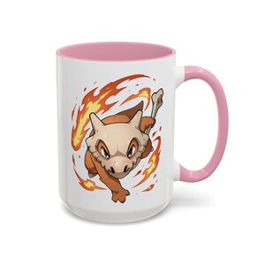 Cubone Marowak Mug Lonely Bone Warrior | Skull Helmet Creature Cup | Sad Baby Dino Coffee Pink
