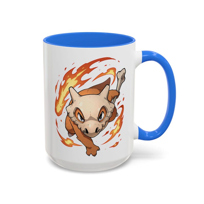 Cubone Marowak Mug Lonely Bone Warrior | Skull Helmet Creature Cup | Sad Baby Dino Coffee Cambridge Blue