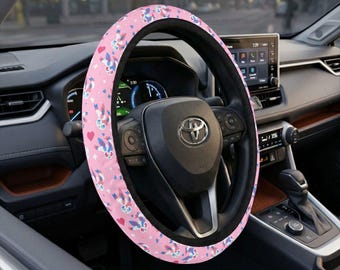 Sylveon Steering Wheel Cover, Pastel Pink Confetti Eeveelution Auto Accessory