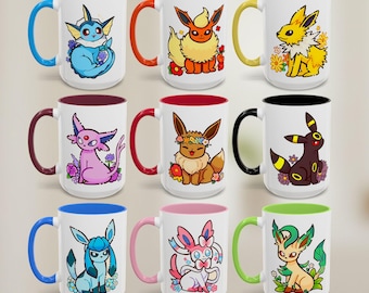 Evolutions Mug, Kawaii Anime Coffee Cup