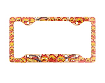 Calcifer License Plate Frame, Howl's Moving Castle Car Decor,Anime Fire Demon Ghibli Inspired Gift, Aesthetic Kawaii Auto Parts