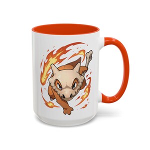 Cubone Marowak Mug Lonely Bone Warrior | Skull Helmet Creature Cup | Sad Baby Dino Coffee Orange