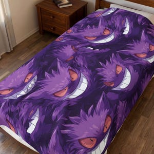 Manta de felpa Purple Ghost - Fantasma retro de los 90 - Decoración grunge suave para la habitación - Regalo genial para gamers