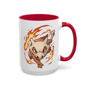 Cubone Marowak Mug Lonely Bone Warrior | Skull Helmet Creature Cup | Sad Baby Dino Coffee Red