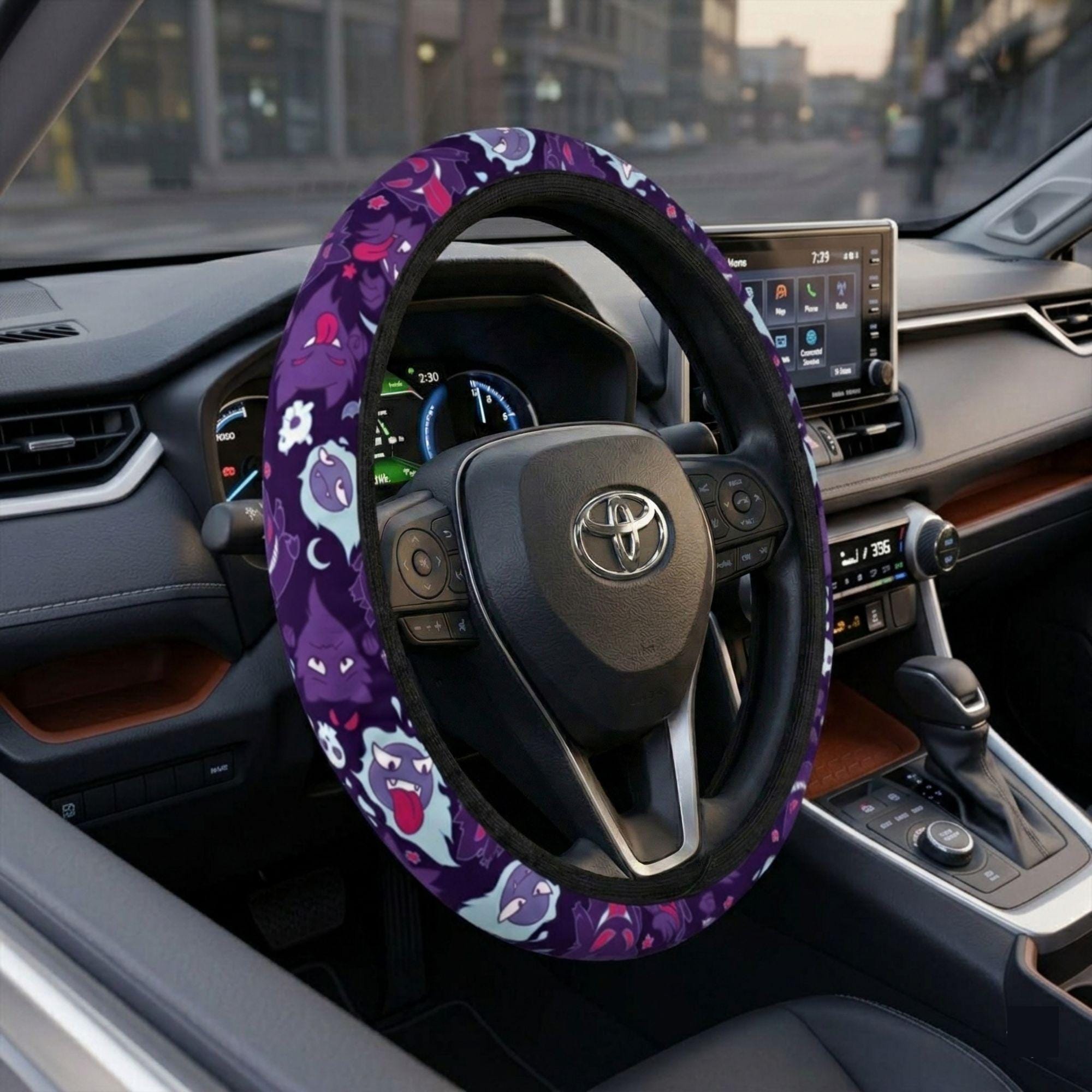 Discover Gengar Haunter Gastly Steering Wheel Cover, Cool Ghost Type PKM Car Decor, Anime Auto Accessory, Gamer Gift