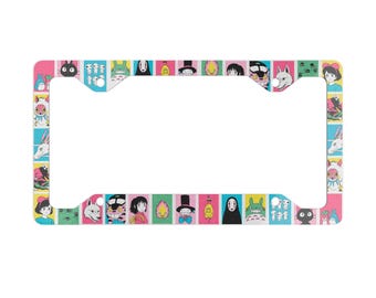 Marco para matrícula de Studio Ghibli, accesorios de anime para coche, cubierta de matrícula de Totoro Sin Cara y Kiki de El viaje de Chihiro, bonito regalo de decoración de manga japonés para coche