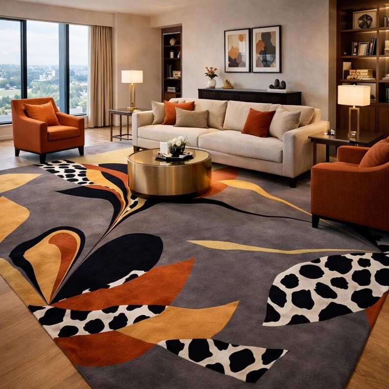 Designer Abstract Hand Tufted Rug – Modern Art Carpet for Luxury ...