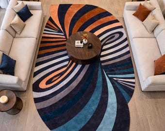 Tapis abstrait irrégulier tufté à la main - Tapis en laine sculptural moderne