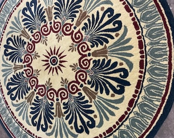 Hand Tufted Wool Rug – Round Floral Medallion Design