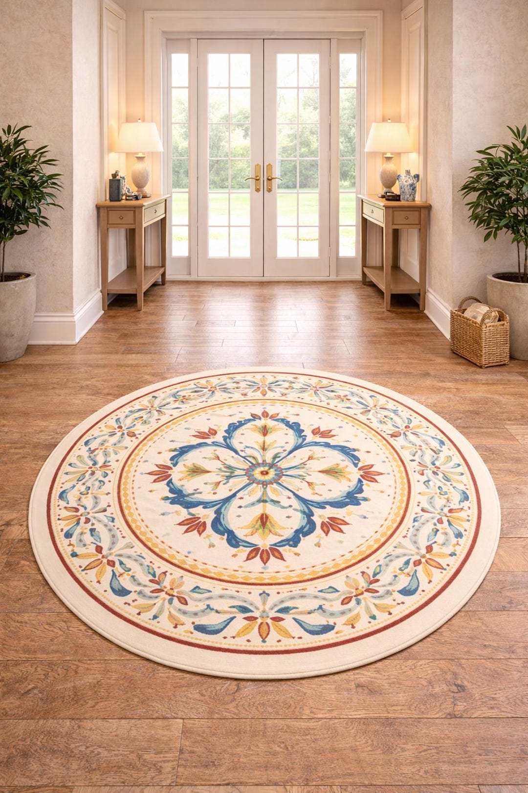 Urop Rugs Hand Tufted Wool Round Rug – European Floral Medallion Design 3x3 - Etsy