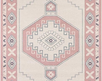 Handgeknüpfter türkischer Teppich | Hellrosa Oushak, Vintage Boho 8x10 Girl Vibe Teppiche