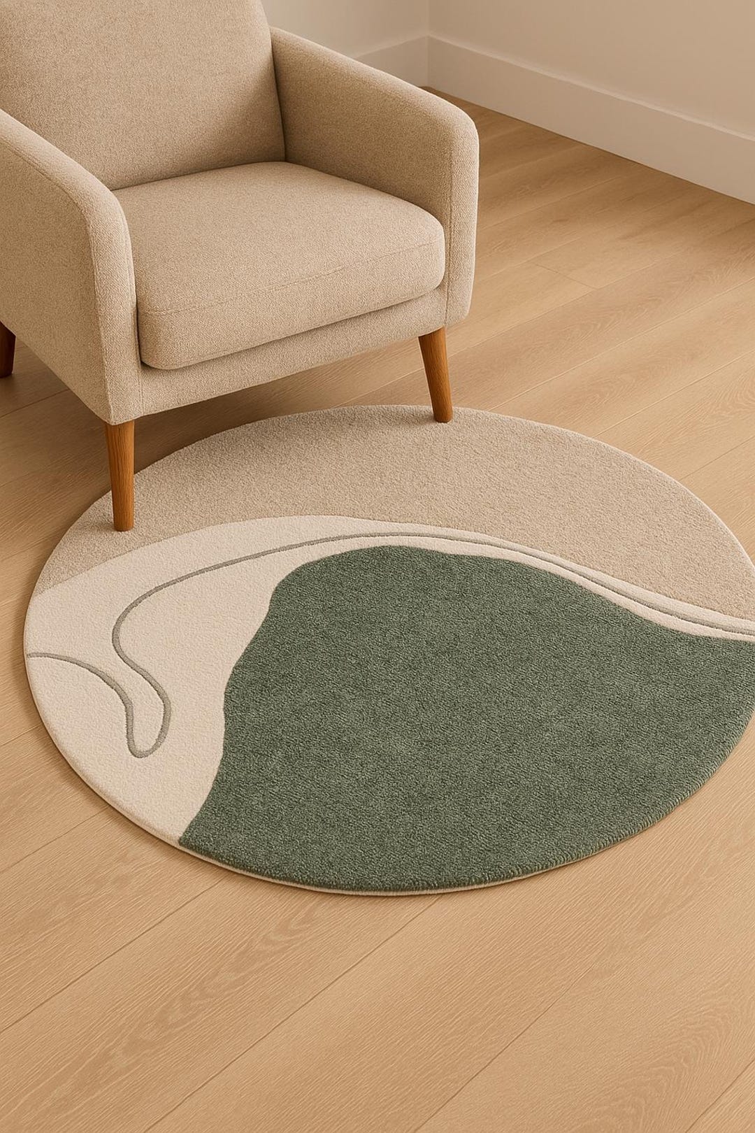 Round Large Rug Abstract Round Abstract Hand Tufted Rug | Modern Minimalist Circular Carpet ...