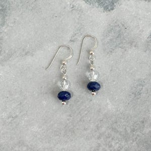 Handmade Sodalite and Swarovski Crystal Earrings | Gemstone Earrings | Sterling Silver Earrings | Stone and Crystal Jewelry