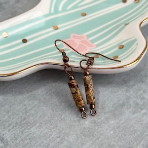 Handmade Gemstone Beaded Earrings | Picture Jasper Earrings | Stone Earrings | Jasper Jewelry