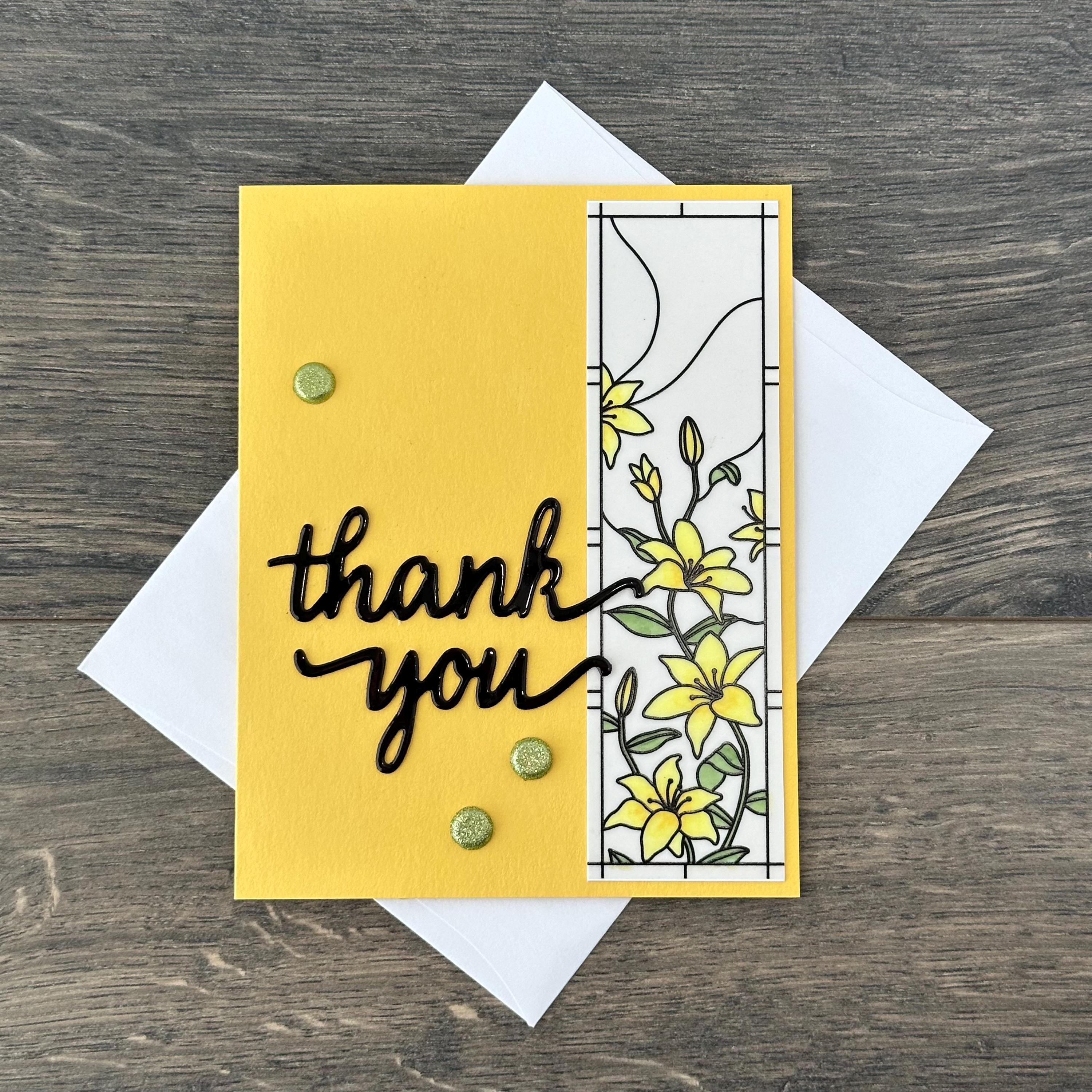 Handmade Thank You Card | Thanks Card | Floral Card | Stained Glass ...