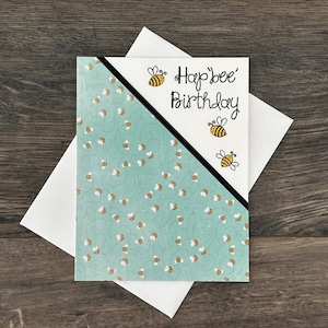 Handmade Birthday Card | Bee Birthday Card | Happy Birthday Card | Stamped Card | Blank Card