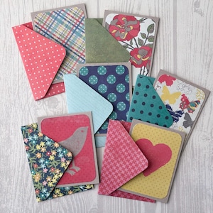 Mini Note Cards | Assorted Handmade Mini Note Cards | Small Cards and Envelopes | Set of 6 Note Cards | Blank Small Note Cards
