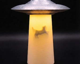 Bob Lazar S4 UFO Tea Light Holder, Sport Model ufo Lamp, Area 51 Abduction Beam, Sci-Fi Desk Decor, UAP Alien Gift, UFO Collectible