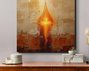 Christian Abstract Cross Canvas Wall Art – Faith Wall Hanging for Home Decor