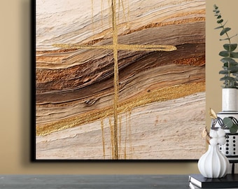 Christian Canvas Wall Art – Modern Cross for Religious Home Decor