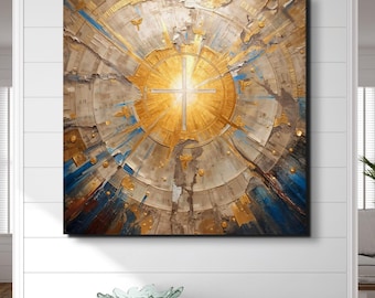 Christian Abstract Cross Canvas – Modern Religious Wall Art